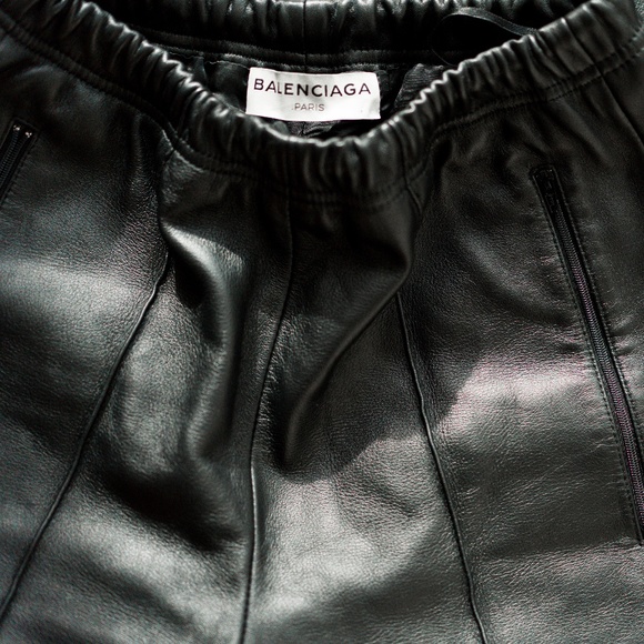 BALENCIAGA Leather Track Trouser Pant, Black, 38 FR / 6 US - Picture 3 of 17